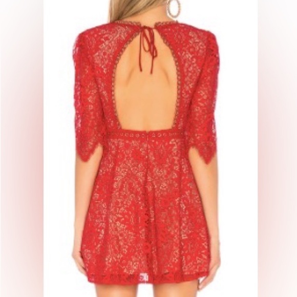 Majorelle Scarlet Red Lace Dress Size M - Picture 12 of 12
